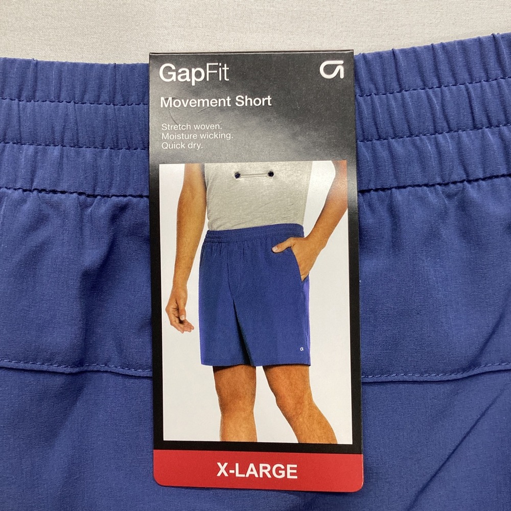 GapFit Mens Movement Short Bijou Blue Stretch Woven Gym XL GF004104